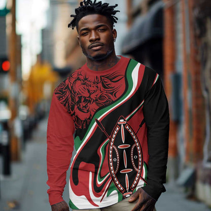 Happy Jamhuri Day Kenya Long Sleeve Shirt Kenyan Lion and Maasai Shield