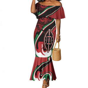 Happy Jamhuri Day Kenya Mermaid Dress Kenyan Lion and Maasai Shield