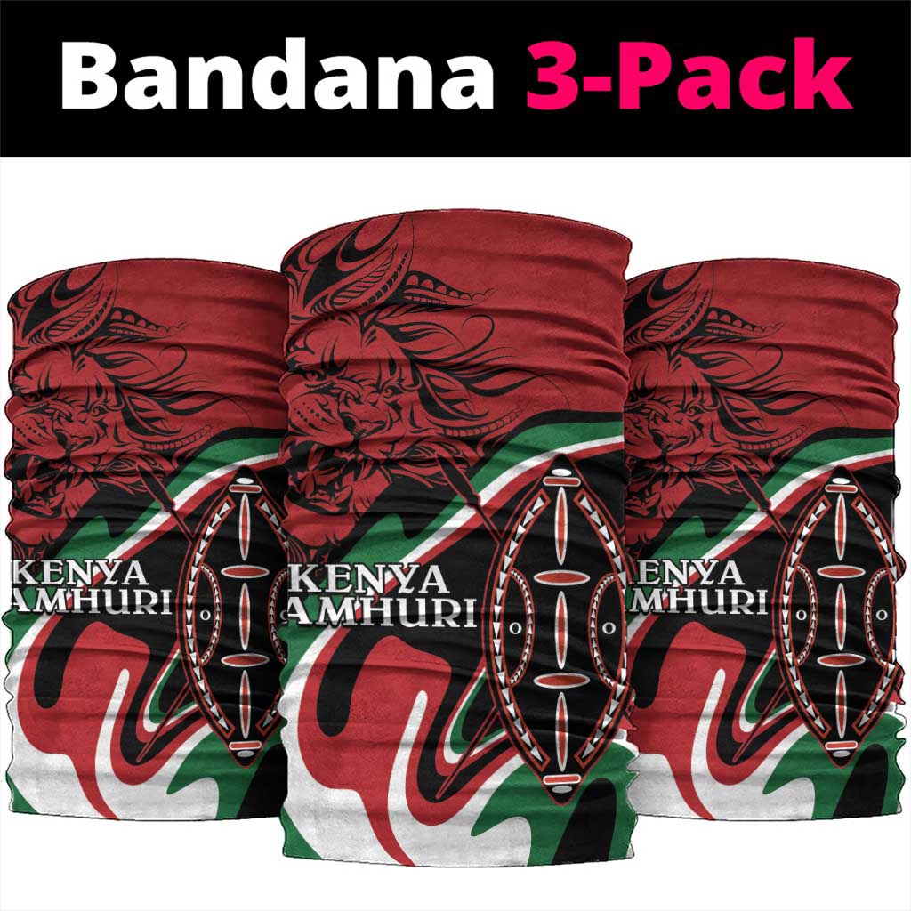 Happy Jamhuri Day Kenya Neck Gaiter Kenyan Lion and Maasai Shield LT9