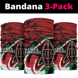 Happy Jamhuri Day Kenya Neck Gaiter Kenyan Lion and Maasai Shield LT9