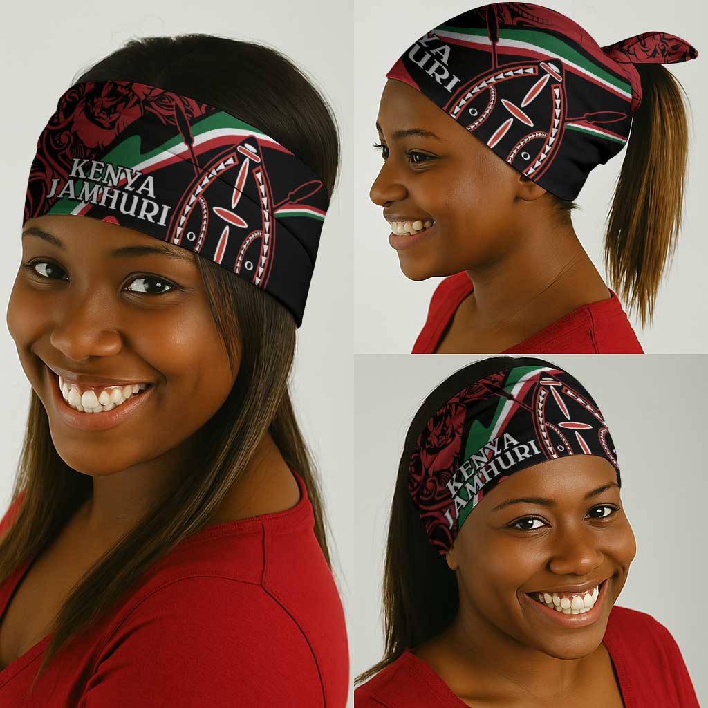 Happy Jamhuri Day Kenya Neck Gaiter Kenyan Lion and Maasai Shield LT9