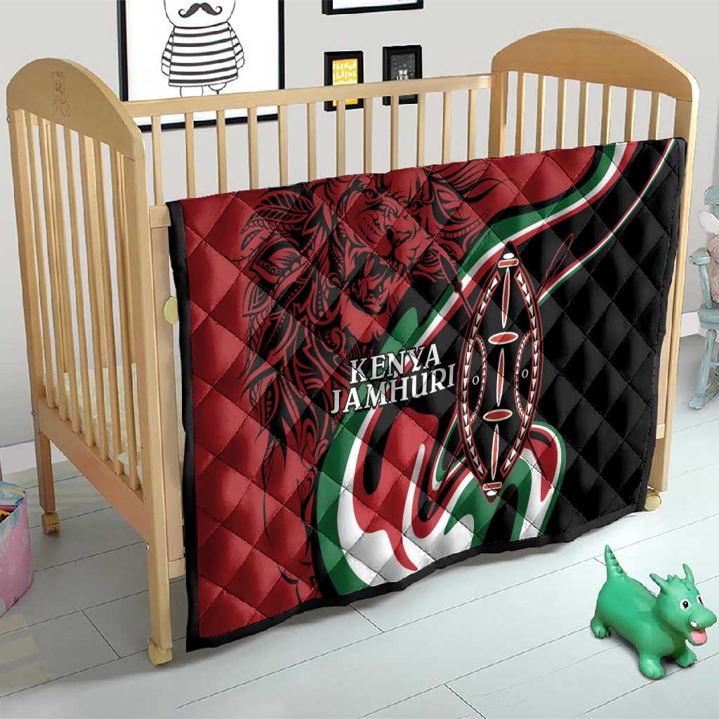 Happy Jamhuri Day Kenya Quilt Kenyan Lion and Maasai Shield