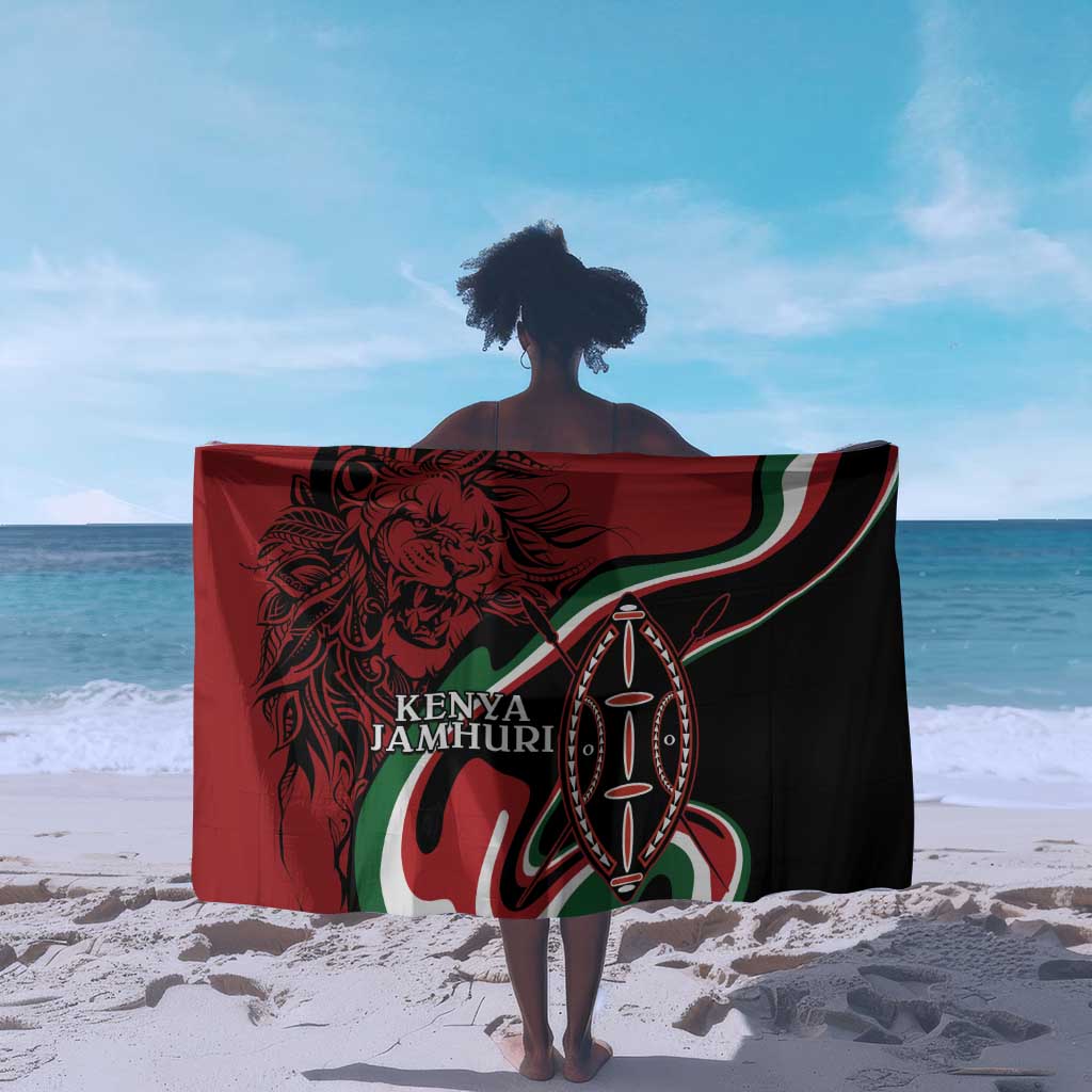 Happy Jamhuri Day Kenya Sarong Kenyan Lion and Maasai Shield