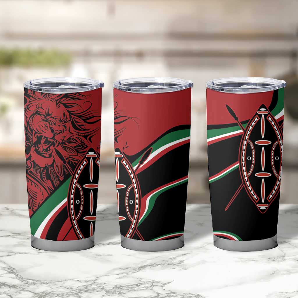 Happy Jamhuri Day Kenya Tumbler Cup Kenyan Lion and Maasai Shield