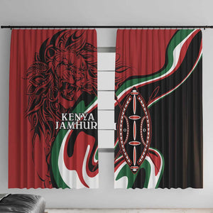 Happy Jamhuri Day Kenya Window Curtain Kenyan Lion and Maasai Shield