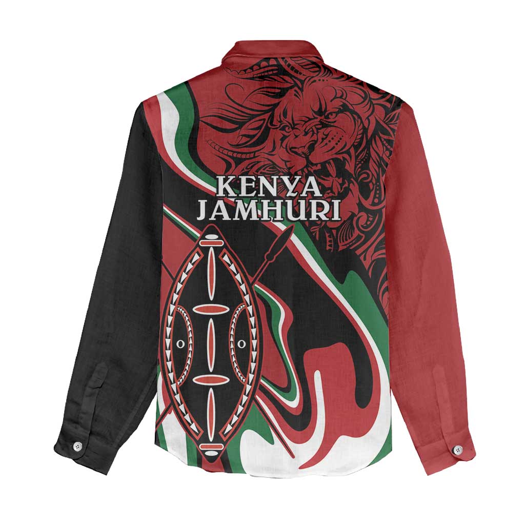 Happy Jamhuri Day Kenya Women Casual Shirt Kenyan Lion and Maasai Shield LT9