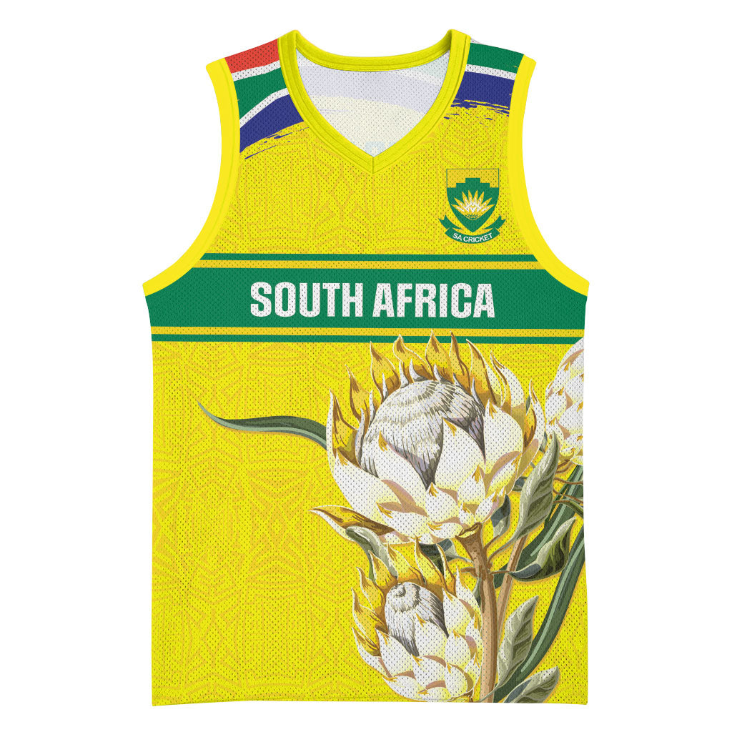 World Cricket Custom South Africa Basketball Jersey Protea Flower Come On Proteas!