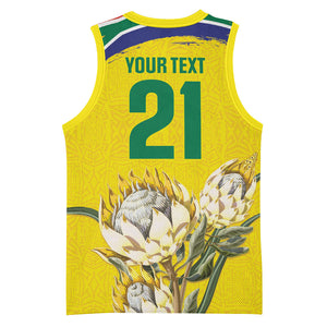 World Cricket Custom South Africa Basketball Jersey Protea Flower Come On Proteas!