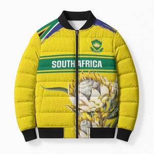 World Cricket Custom South Africa Bomber Puffer Jacket Protea Flower Come On Proteas!