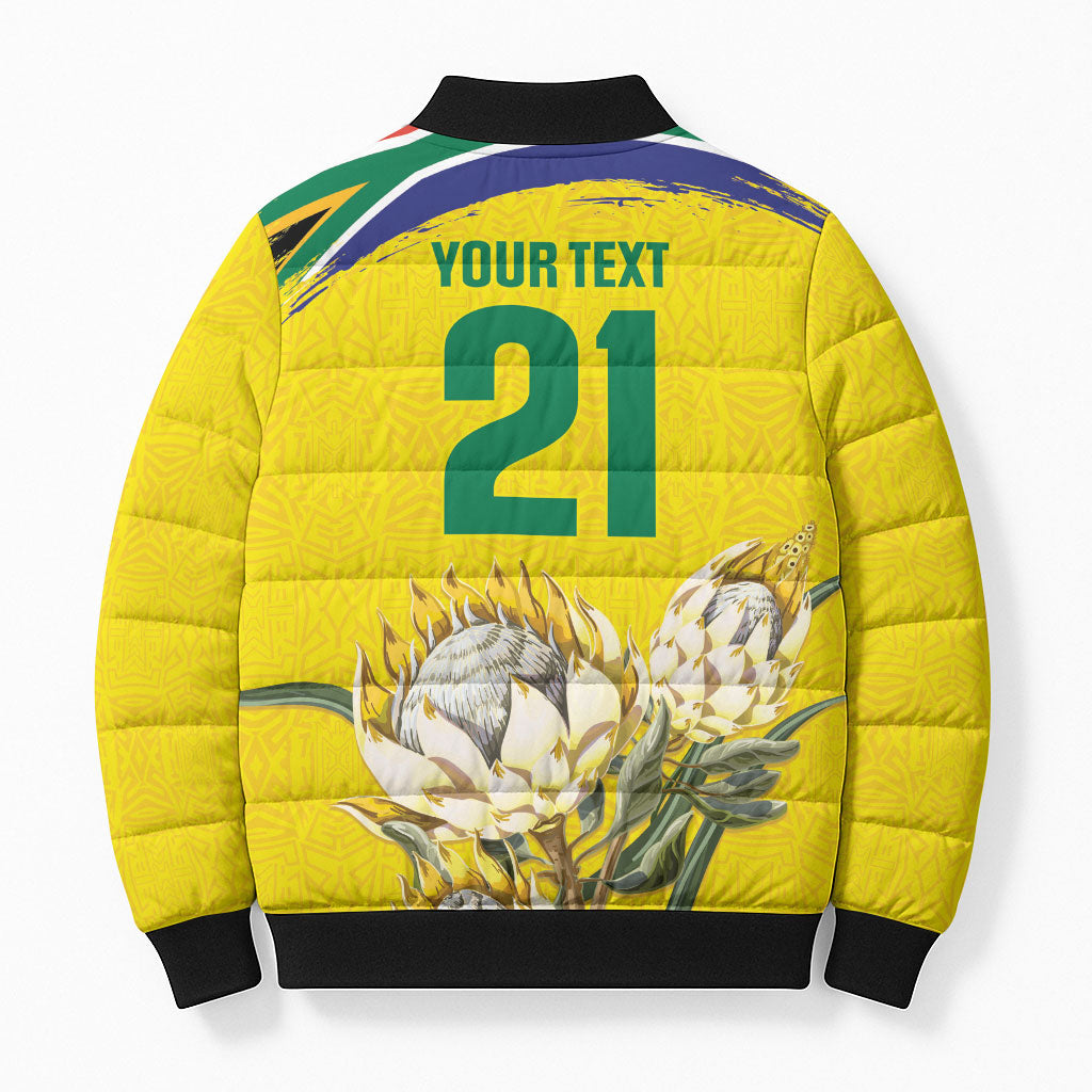 World Cricket Custom South Africa Bomber Puffer Jacket Protea Flower Come On Proteas!