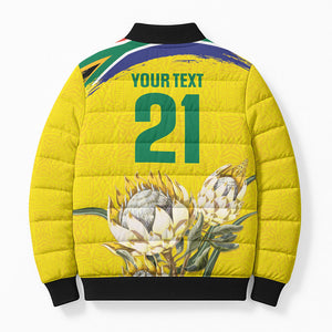 World Cricket Custom South Africa Bomber Puffer Jacket Protea Flower Come On Proteas!