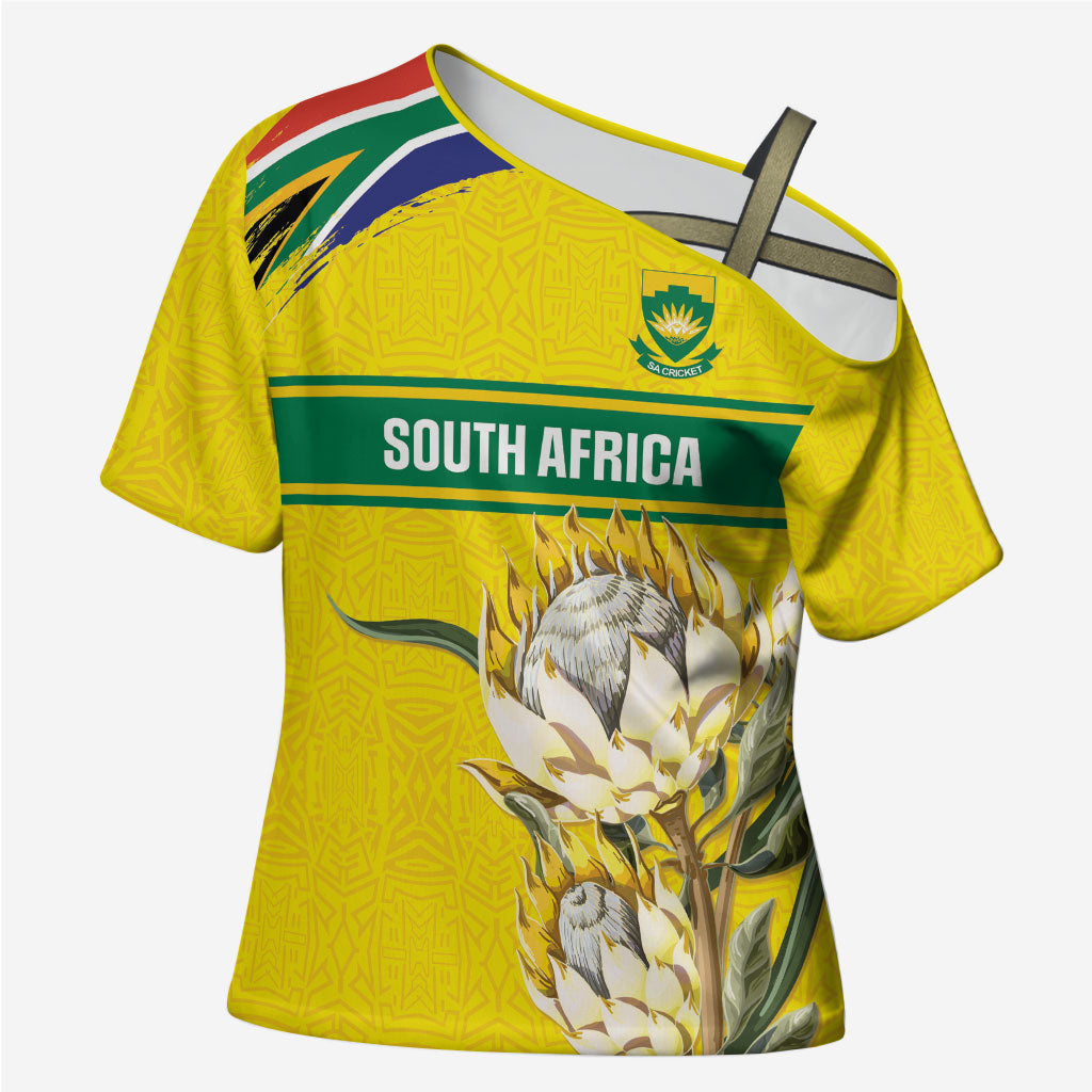 World Cricket Custom South Africa Cross Shoulder Shirt Protea Flower Come On Proteas!