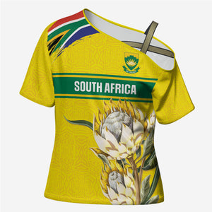 World Cricket Custom South Africa Cross Shoulder Shirt Protea Flower Come On Proteas!