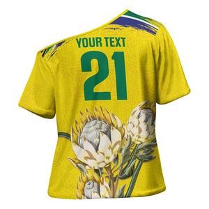 World Cricket Custom South Africa Cross Shoulder Shirt Protea Flower Come On Proteas!