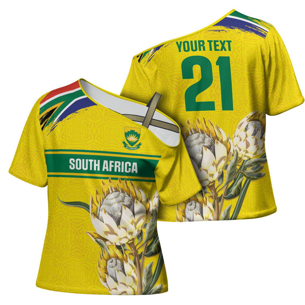 World Cricket Custom South Africa Cross Shoulder Shirt Protea Flower Come On Proteas!