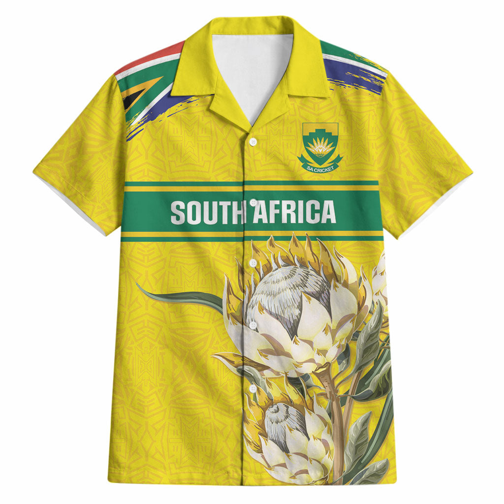 World Cricket Custom South Africa Hawaiian Shirt Protea Flower Come On Proteas!