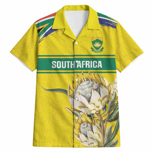 World Cricket Custom South Africa Hawaiian Shirt Protea Flower Come On Proteas!