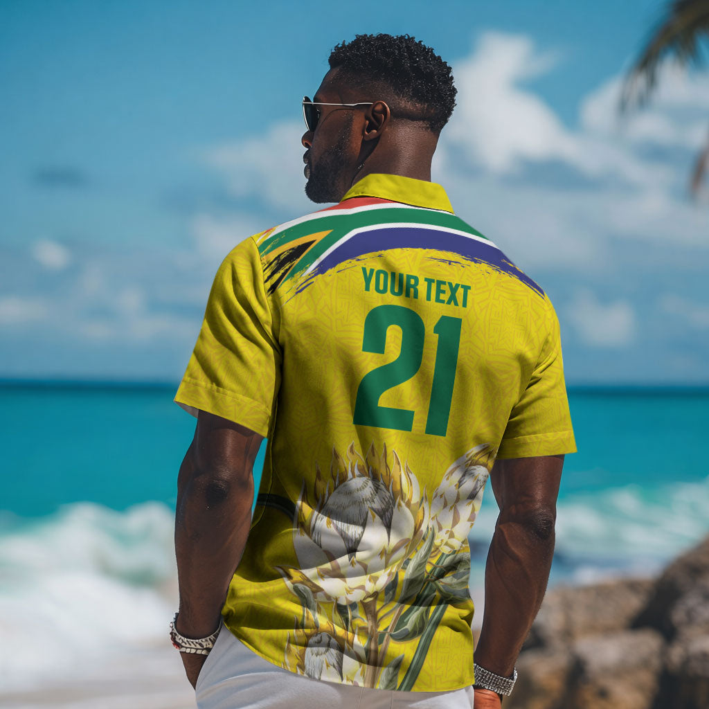 World Cricket Custom South Africa Hawaiian Shirt Protea Flower Come On Proteas!