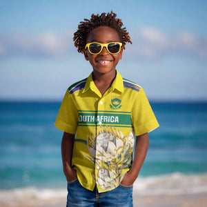 World Cricket Custom South Africa Kid Hawaiian Shirt Protea Flower Come On Proteas!