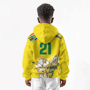World Cricket Custom South Africa Kid Hoodie Protea Flower Come On Proteas!