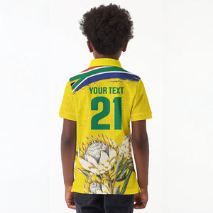 World Cricket Custom South Africa Kid Polo Shirt Protea Flower Come On Proteas!