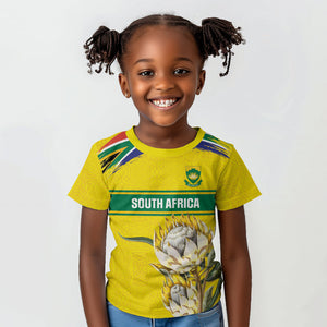 World Cricket Custom South Africa Kid T shirt Protea Flower Come On Proteas!