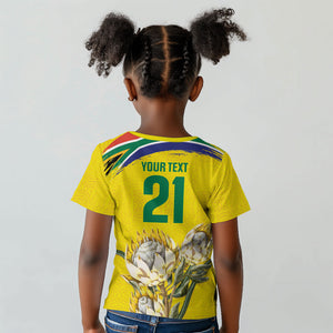 World Cricket Custom South Africa Kid T shirt Protea Flower Come On Proteas!