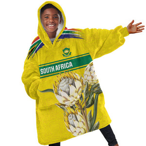 World Cricket Custom South Africa Kid Wearable Blanket Hoodie Protea Flower Come On Proteas!