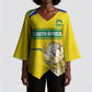 World Cricket Custom South Africa Kimono Sleeve Blouse Protea Flower Come On Proteas!