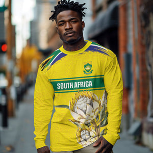 World Cricket Custom South Africa Long Sleeve Shirt Protea Flower Come On Proteas!