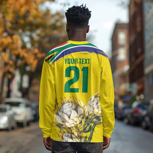 World Cricket Custom South Africa Long Sleeve Shirt Protea Flower Come On Proteas!