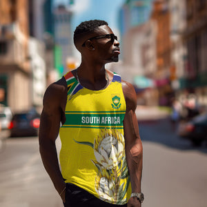 World Cricket Custom South Africa Men Tank Top Protea Flower Come On Proteas!