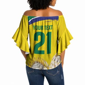 World Cricket Custom South Africa Off Shoulder Wrap Waist Top Protea Flower Come On Proteas!