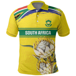 World Cricket Custom South Africa Polo Shirt Protea Flower Come On Proteas!
