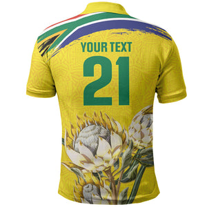 World Cricket Custom South Africa Polo Shirt Protea Flower Come On Proteas!