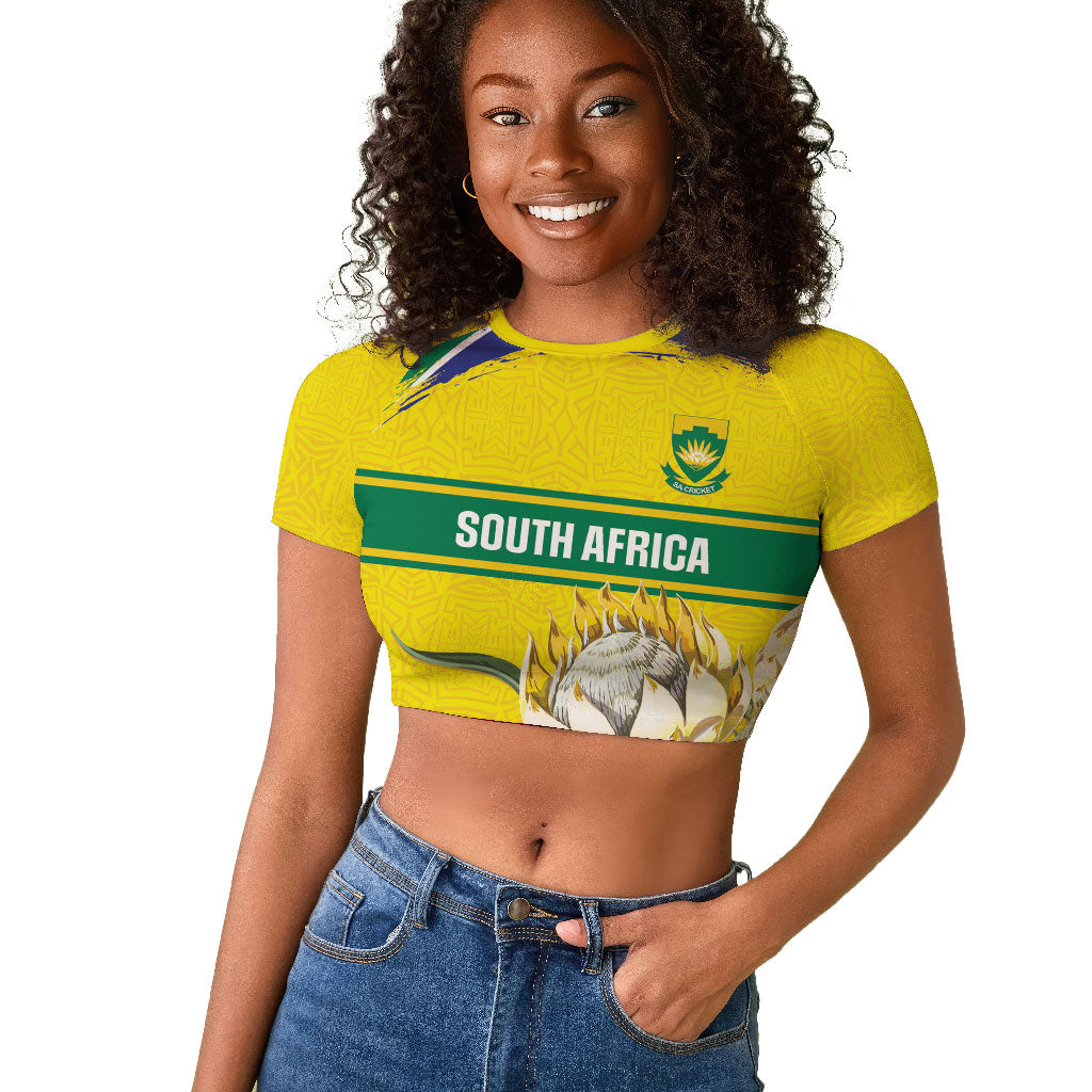 World Cricket Custom South Africa Raglan Cropped T shirt Protea Flower Come On Proteas!