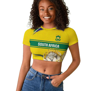 World Cricket Custom South Africa Raglan Cropped T shirt Protea Flower Come On Proteas!