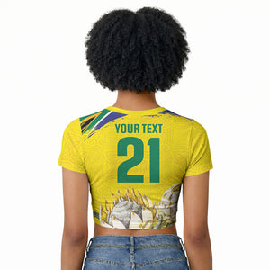 World Cricket Custom South Africa Raglan Cropped T shirt Protea Flower Come On Proteas!