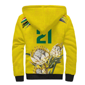 World Cricket Custom South Africa Sherpa Hoodie Protea Flower Come On Proteas!
