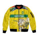 World Cricket Custom South Africa Sleeve Zip Bomber Jacket Protea Flower Come On Proteas!