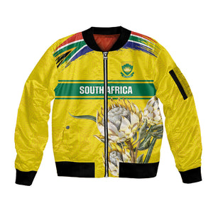 World Cricket Custom South Africa Sleeve Zip Bomber Jacket Protea Flower Come On Proteas!