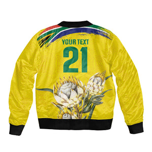 World Cricket Custom South Africa Sleeve Zip Bomber Jacket Protea Flower Come On Proteas!