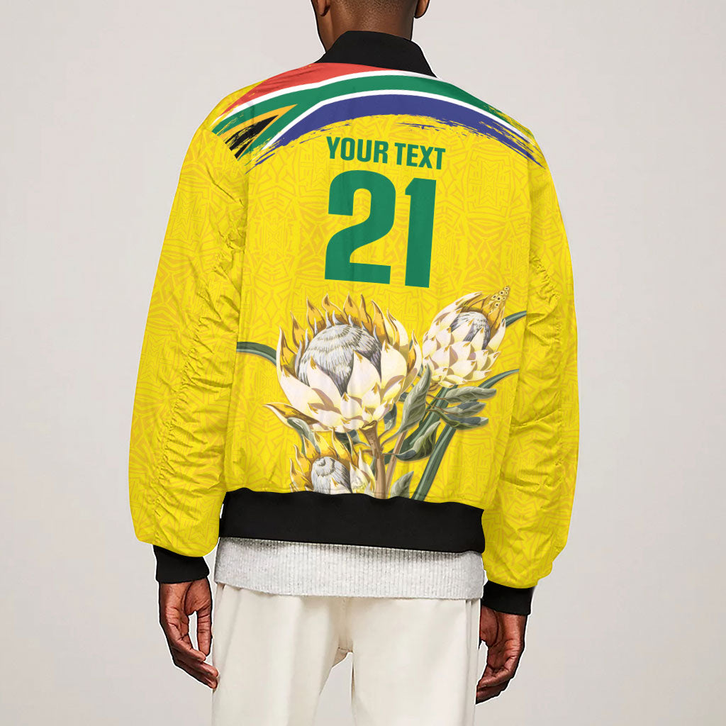 World Cricket Custom South Africa Sleeve Zip Bomber Jacket Protea Flower Come On Proteas!