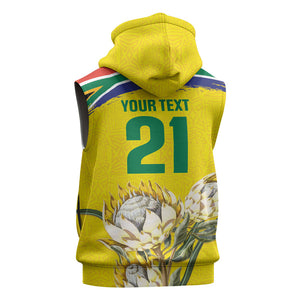 World Cricket Custom South Africa Sleeveless Hoodie Protea Flower Come On Proteas!