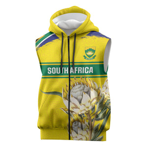 World Cricket Custom South Africa Sleeveless Zip Hoodie Protea Flower Come On Proteas!