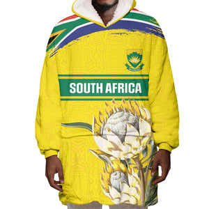 World Cricket Custom South Africa Wearable Blanket Hoodie Protea Flower Come On Proteas!