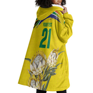 World Cricket Custom South Africa Wearable Blanket Hoodie Protea Flower Come On Proteas!