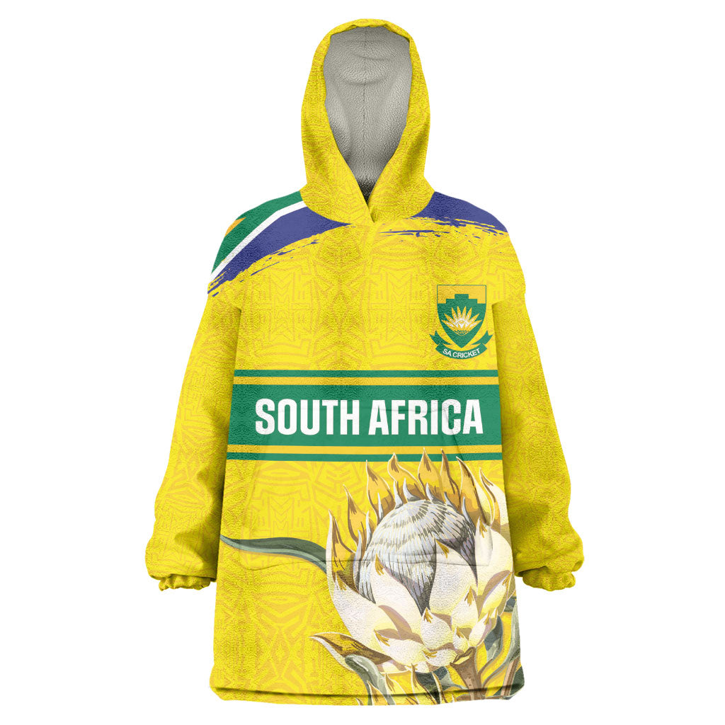 World Cricket Custom South Africa Wearable Blanket Hoodie Protea Flower Come On Proteas!