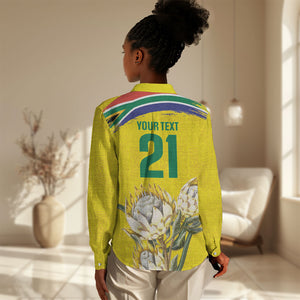 World Cricket Custom South Africa Women Casual Shirt Protea Flower Come On Proteas!