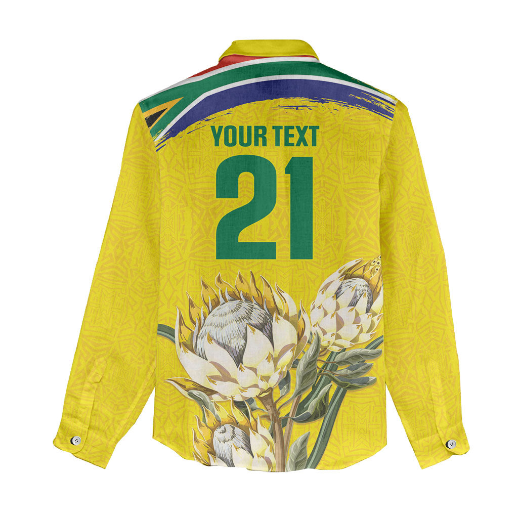 World Cricket Custom South Africa Women Casual Shirt Protea Flower Come On Proteas!